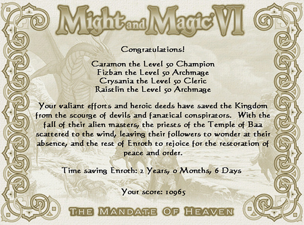 Might and Magic VI The Mandate of Heaven - The End